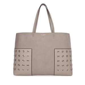 Gently Used Tory Burch Block T grommet tote in French Gray - Suede and Leather